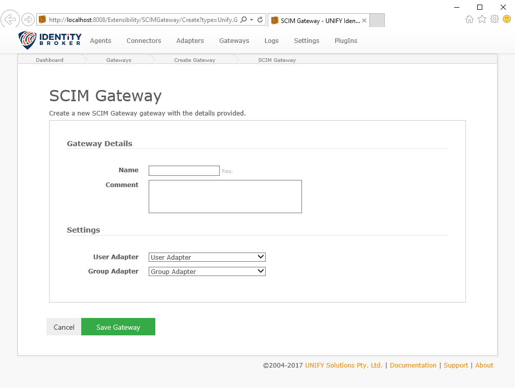 gateway adapter configuration